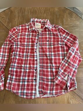 American Eagle Red Plaid Flannel Shirt